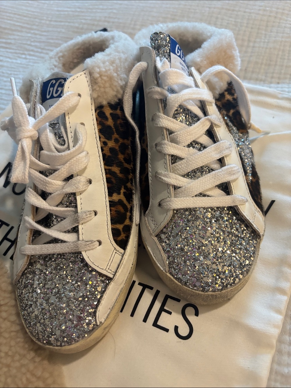 Golden Goose Style Glitter & Leopard Sneakers - Silver & Leopard - Picture 7 of 8